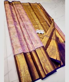 brown and light pink colour kuppadam pattu sarees with All over design