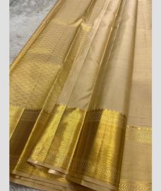 gold and grey colour kuppadam pattu sarees with All over design