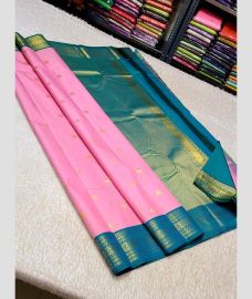 pink and brown colour kuppadam pattu sarees with All over design