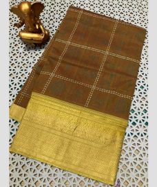 coffee colour mangalagiri cotton sarees with Kanchi Border design