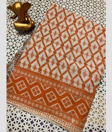 brown colour mangalagiri cotton sarees with All Over Printing design