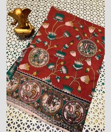 magenta colour mangalagiri cotton sarees with All Over Printing design