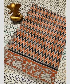 coral colour mangalagiri cotton sarees with All Over Printing design