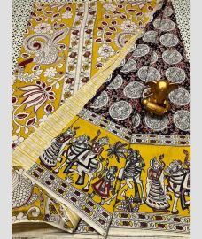 olive colour mangalagiri cotton sarees with All Over Printing design