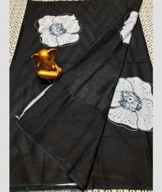 block colour mangalagiri cotton sarees with All Over Printing design
