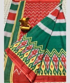 blue and magenta colour mangalagiri cotton sarees with All Over Printing design
