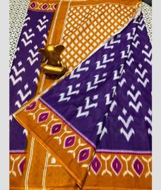 purple and brown colour mangalagiri cotton sarees with All Over Printing design