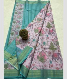 grey colour mangalagiri cotton sarees with All Over Printing design