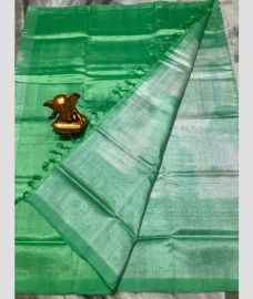 Lite Green and Cream mangalagiri pattu sarees with Half and Half design