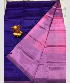 Purple and Rose Pink mangalagiri pattu sarees with Half and Half design