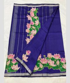 Plum Purple and Silver mangalagiri pattu sarees with Jari Border design