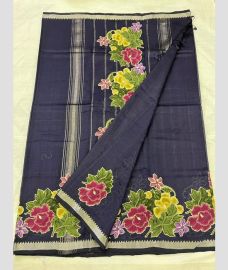 Dark Grey and Silver mangalagiri pattu sarees with Jari Border design