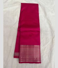 Pink and Silver mangalagiri pattu sarees with Plain design