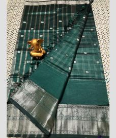 teal colour mangalagiri pattu sarees with Kanchi Border design