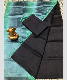 charcoal and sky blue colour mangalagiri pattu sarees with Plain design