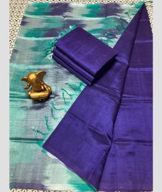 purple and sky blue colour mangalagiri pattu sarees with Plain design