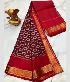 maroon and purple colour mangalagiri pattu sarees with Kanchi Border design