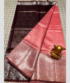 pink and silver colour mangalagiri pattu sarees with Kanchi Border design