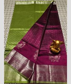 olive green and maroon colour mangalagiri pattu sarees with Kanchi Border design