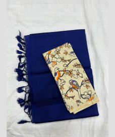 blue colour mangalagiri pattu sarees with Plain design