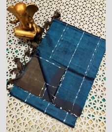 blue colour mangalagiri pattu sarees with All over Lines design