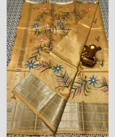 light brown colour mangalagiri pattu sarees with All over design