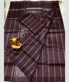 coffee colour mangalagiri pattu sarees with All over Lines design