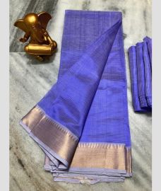 blue colour mangalagiri pattu sarees with Jari Border design
