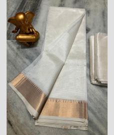 cream colour mangalagiri pattu sarees with Jari Border design