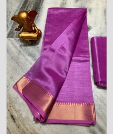 purple colour mangalagiri pattu sarees with Jari Border design