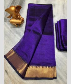 violet colour mangalagiri pattu sarees with Jari Border design