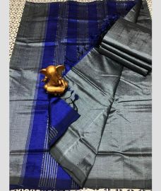 gray colour mangalagiri pattu sarees with All over Lines design