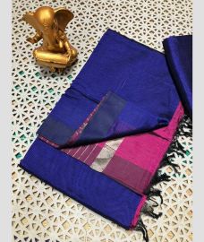 blue colour mangalagiri pattu sarees with Plain design