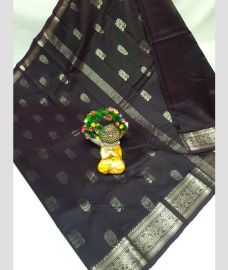 charcoal colour mangalagiri pattu sarees with Kanchi Border design