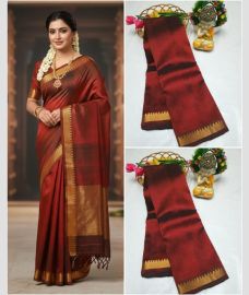 maroon colour mangalagiri pattu sarees with Kanchi Border design