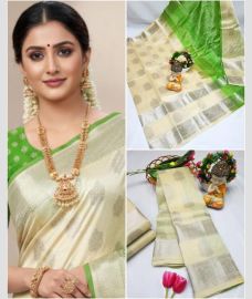 gray colour mangalagiri pattu sarees with Kanchi Border design