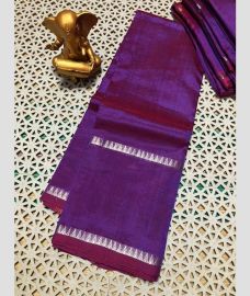 purple colour mangalagiri pattu sarees with Plain design