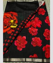 block colour mangalagiri pattu sarees with All over Printed design
