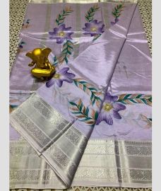 silver colour mangalagiri pattu sarees with Kanchi Border design