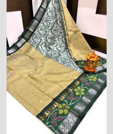 grey colour mangalagiri pattu sarees with Pochampally Border design