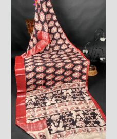 charcoal block colour mangalagiri pattu sarees with Kanchi Border design