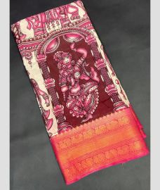maroon and gray colour mangalagiri pattu sarees with Kanchi Border design
