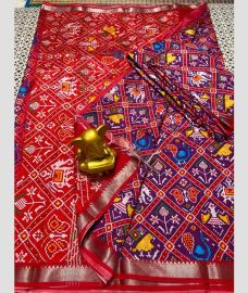 maroon red colour mangalagiri pattu sarees with All over Printed design