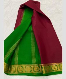 green and purple colour mysore silk sarees with Plain design
