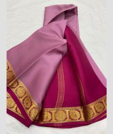 purple and light purple colour mysore silk sarees with Plain design