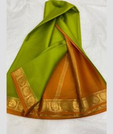 green and olive colour mysore silk sarees with Plain design