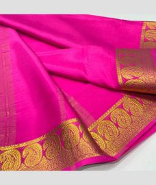 purple colour mysore silk sarees with Traditional Border design