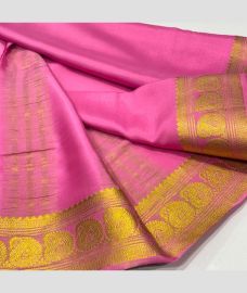 pink colour mysore silk sarees with Traditional Border design