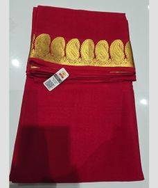 magenta red colour mysore silk sarees with Traditional Border design