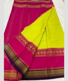 purple and green colour mysore silk sarees with Plain design
